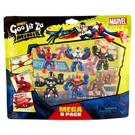 Heroes of Goo Jit Zu Héros Miniatures Marvel — Méga Coffret de 6&nbsp;héros&nbsp;: 6&nbsp;Figurines Souples, élastiques et gluantes Héros Mi