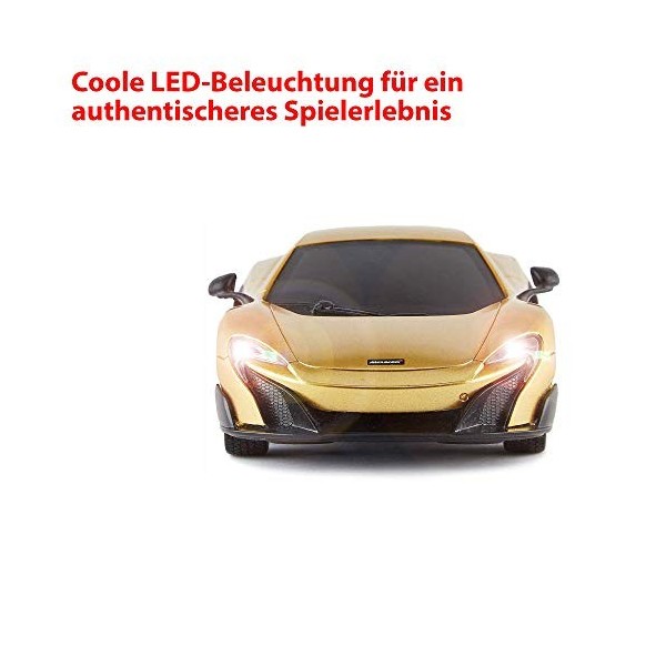 McLaren 675LT Voiture télécommandée télécommandée au design original avec 2,4 GHz et éclairage avant, échelle 1:24, prêt à co