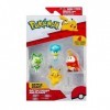 Pokemon PKW3402 Lot de 4 Figurines de Bataille avec Pikachu, Crokel, Kwaks, Felori, Figurines détaillées Officielles, 5 cm