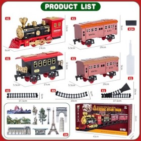 Train Electrique Noel Ensemble de Train pour Enfants, Jouet de Train à Vapeur, Train De Noël avec Fumé, Sons, Lumières, Rails