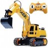 Fisca Excavateur télécommandé, 1:26 RC télécommandée à chaîne 8 canaux, 2.4 G sans fil Remote Control Excavator