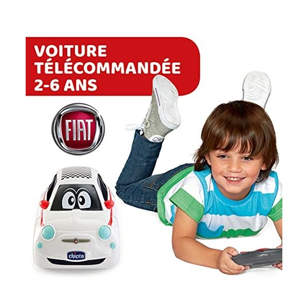 Chicco Fiat 500 RC Voiture de Sport Télécommandée Chicco , Radiocommandée avec Volant Intuitif, Véhicule à moteur RC avec Son