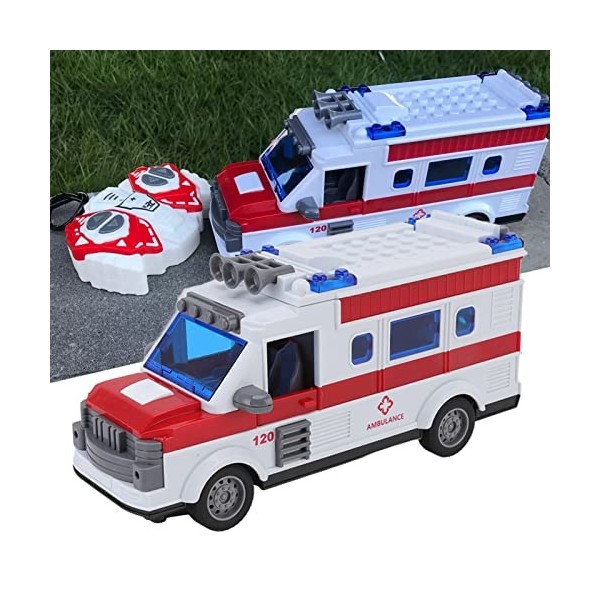 Ambulance Modèle Jouet, 1:30 de Jouets Dambulance Mini Simulation Ambulances avec Télécommande et Lumière Anti Collision pou