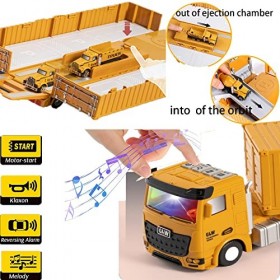 Coriver Camion Chantier Enfant, Véhicules pour Enfants, Camion avec Effets Lumières Musique Tracteur Grue Betonniere Grue Jou