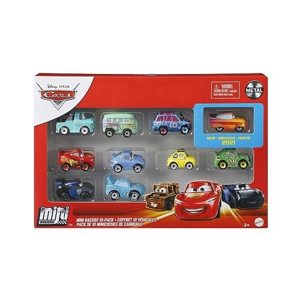 CARS Disney Pixar Cars Mini-Véhicules, Coffret 10 petites Voitures Miniatures, Modèle Aléatoire, Jouet pour enfant, GKG08