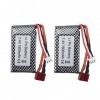 2pcs 7.4V 1800mAh T-Plug Batterie au Li pour WLTOYS 144001 12402 12403 12404 12423 12428A959-B A969-B A979-B K929-B Tout-Terr