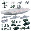 deAO Porte Avions, Maquette de Bateau Militaires Cuirassés Jouets avec VéHicules Militaires, HéLicoptères et Navires, igurine