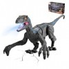 Dinosaure Jouet,Dinosaure Télécommandé Vélociraptor électronique éducatif avec lumières et Sons,Jouets Robot Dinosaure alimen