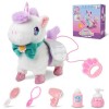 Ulikey Jouet Licorne avec Laisse Télécommandée, Peluche Licorne Électronique Interactif Réaliste avec Accessoires, Marche, Ho