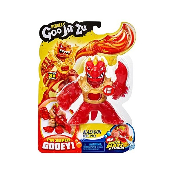 Heroes of Goo Jit Zu Coffret héros avec Attaque Jet d’Eau - Blazagon - Figurine de Dragon Super-Gluant
