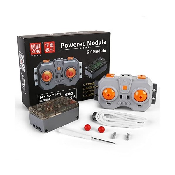 Mould King M0019 6.0 Kit de modules Powered 6.0 avec télécommande rechargeable et boîtier de batterie, kit de fonctions haute