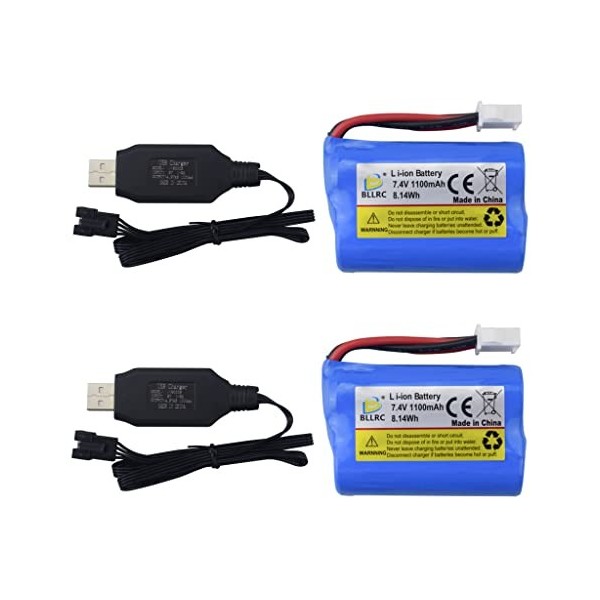 2PCS 7.4V 1100mah Batterie & Câble de Chargement USB pour BLLRC L100 rc Bateau HONGXUNJIE HJ808 rc Hors-Bord Jouet Haute Vite