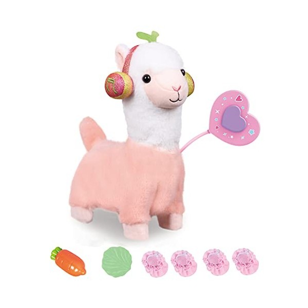 RuiDaXiang Alpaga en Peluche Marcheur électronique avec Laisse télécommandée, alpaga pour Animaux de Compagnie interactif réa