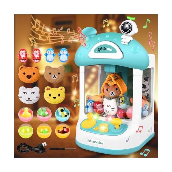 JONRRYIN Mini Machine à Pinces pour Enfants, Machine à Griffes avec Son et Musique, Machine Attrape Bonbon pour Fêtes, Annive