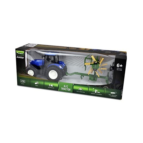 Amewi 22599 Tracteur RC avec Gyroscope, lumière et Son, 1:24 RTR avec télécommande, Batterie, câble de Charge