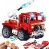HOGOKIDS Technique télécommandée - Lot de 388 jouets de construction pour camion de pompier - Rechargeable - Pour enfants de 