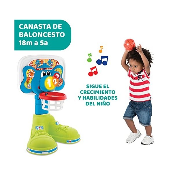 Chicco Basket League Mini Panier de Basket Électronique dIntérieur pour Enfants, avec Effets Sonores et Lumineux, Hauteur ré