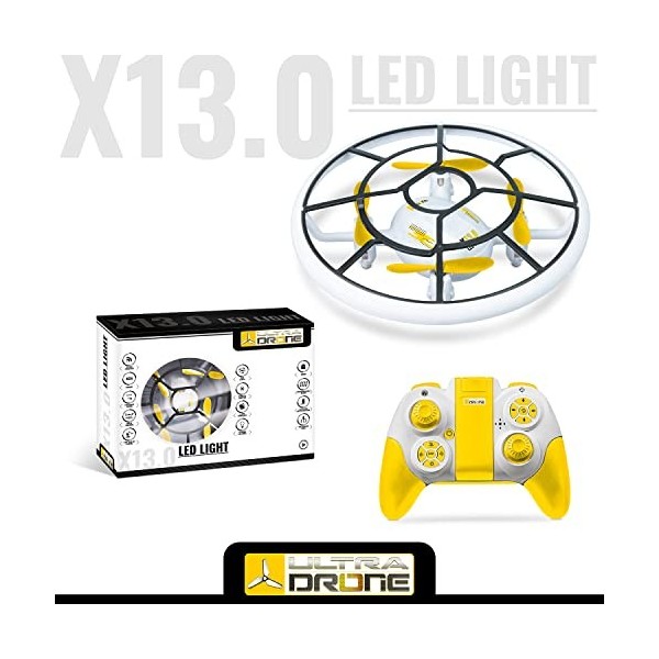MONDO Motors - Drone X13.0 LED Light, Hélicoptère RC UFO avec lumière LED Avion Jouet Volant pour Enfants 3 4 5 6 7 8 Ans Jou