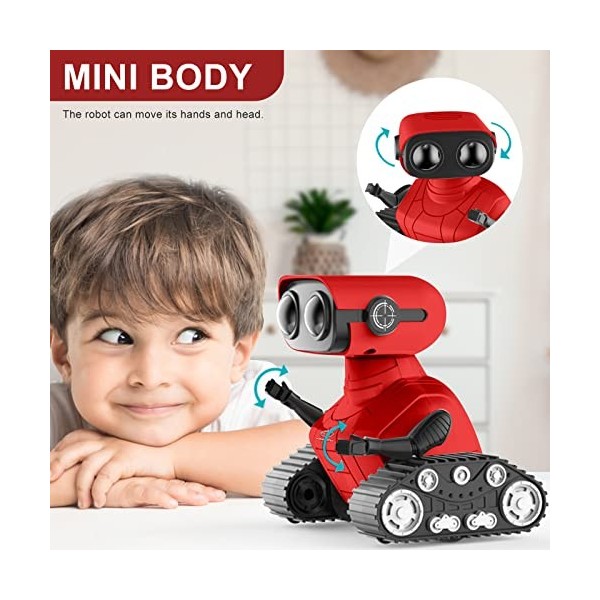 BOMPOW Jouet robot télécommandé avec yeux LED et bras flexibles, pour la marche et la danse pour enfants à partir de 3 ans, j