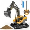 Kizeefun Excavatrice Télécommandée, RC Digger avec Lumières et Sons pour Enfants, 2,4 GHz 360 ° RotationTrucks pour Garçons F