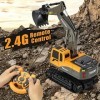 Kizeefun Excavatrice Télécommandée, RC Digger avec Lumières et Sons pour Enfants, 2,4 GHz 360 ° RotationTrucks pour Garçons F