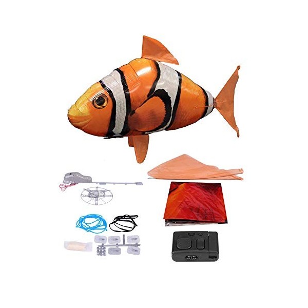 Fauitay Requin Volant télécommandé gonflé RC Ballon Gonflable Jouet Requin Clown Poisson Enfants Cadeau Poisson-Clown Orange