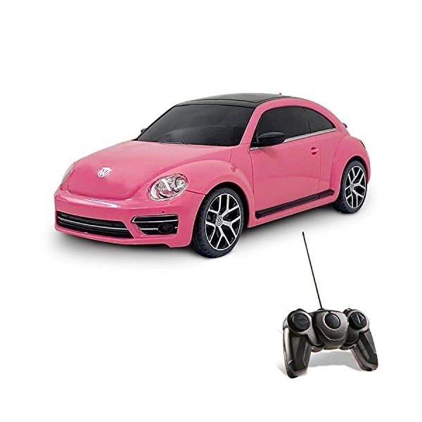 Mondo Motors - Vw new Beetle Pink Edition - Modèle à léchelle 1:24 - Jusquà 20 km/h de vitesse - Jouet pour enfants - 63579