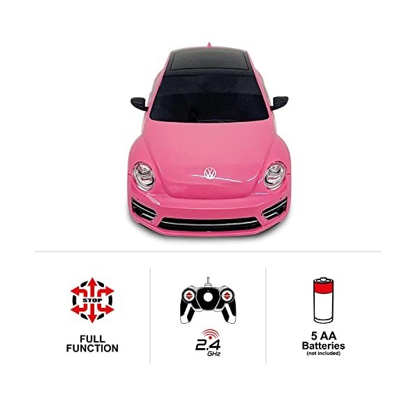 Mondo Motors - Vw new Beetle Pink Edition - Modèle à léchelle 1:24 - Jusquà 20 km/h de vitesse - Jouet pour enfants - 63579