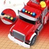 Tacobear Camion Pompier Jouet Enfant Grand Camion de Pompier 1:16 avec Pulvérisation deau Lumière et Son Fonction Voiture Po