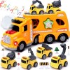 vamei Camion de Pompier Jouet Voiture Pompier Enfant avec Lumières Musique Vapeur, 5 en 1 Grand Camion Pompier Véhicule Jouet