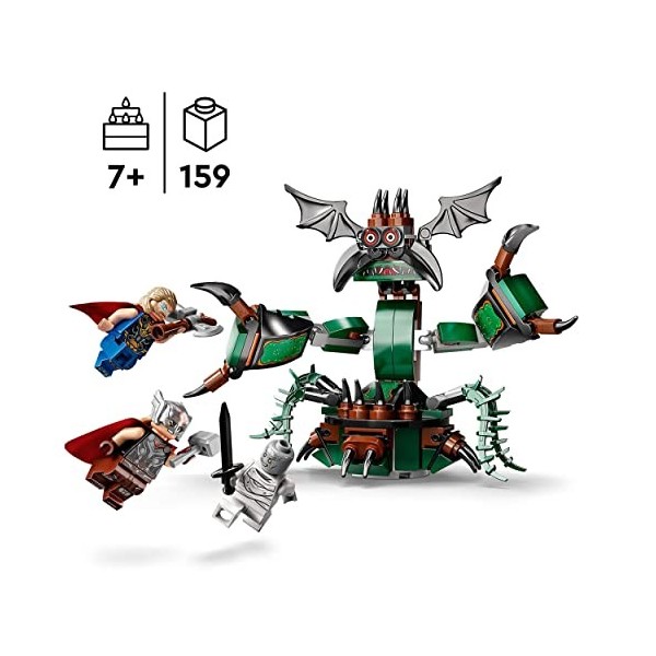 LEGO 76207 Marvel Attaque sur Le Nouvel Asgard, Jouet à Construire avec Figurines de Thor des Avengers et Son Marteau, pour E