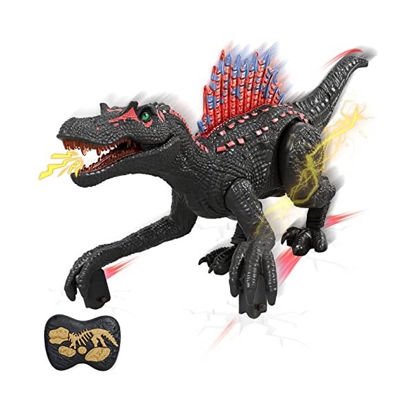 WEEFEESTAR Jouets dinosaures pour garçons, dinosaure télécommandé avec mouvement de marche, jouets spinosaurus télécommandés,