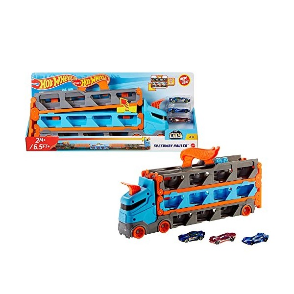 Hot Wheels City Super Transporteur Extensible, Jeu véhicule Bleu/Orange,  Ensemble de véhicules, 4 an(s), Plastique, Gris, Multicolore