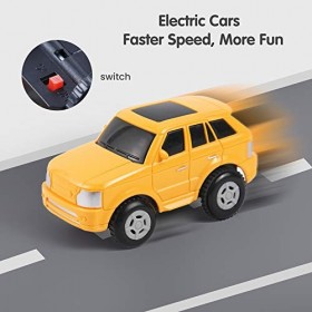 Ensemble de circuits de course sur route, véhicules de construction, trains flexibles avec camions, voitures électriques, jou