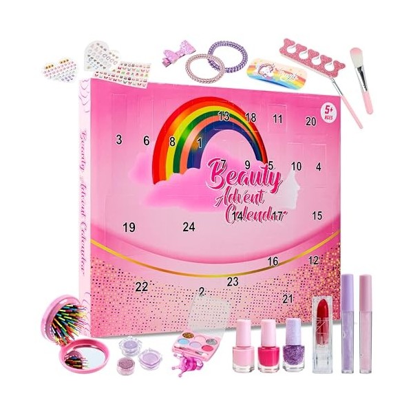 Calendrier de lAvent 2023 Enfant Fille Calendrier de l’Avent Beauté Fille Vernis Maquillage Beauté 