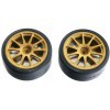 TAMIYA 300051219 – Lot de 2 pneus Drift Type D avec Jantes, 26 mm, doré