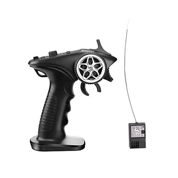 Kisbeibi Télécommande émetteur radio 4 canaux 2,4 GHz avec récepteur pour voiture RC bateau Noir 