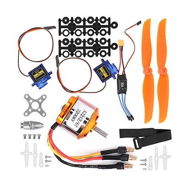 Dilwe Ensemble daccessoires davion télécommandé RC, Moteur 2212 KV2200 + hélice 6035 + Micro Servo 9g + Ensemble 30A ESC XT