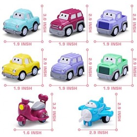 Jouet de Camion pour Petites Filles Ensemble 9 en 1 Petites Voitures à Friction avec Lumière et Son Jouet de Véhicule Transpo