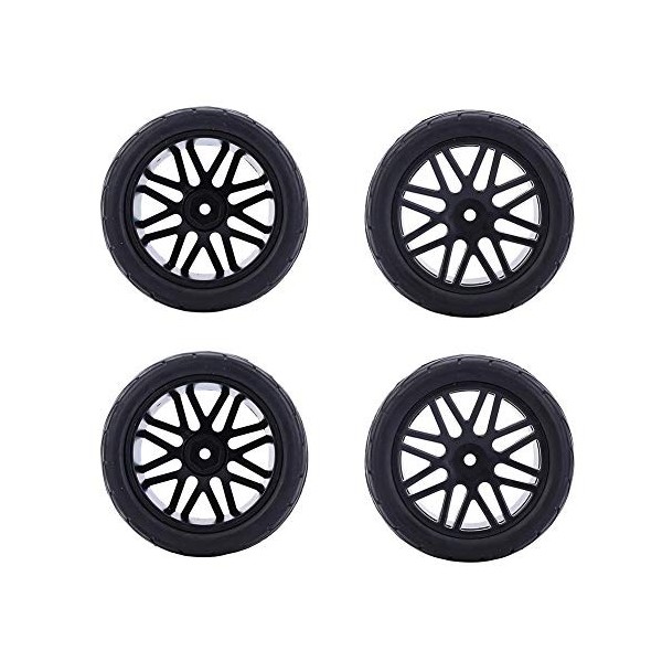 Dilwe 1/10 Roues RC, Accessoires de Voiture télécommandés 1/10 Roues pneus universels de véhicule sur chenilles Noir 