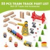 Tiny Land Lot de 55 Trains en Bois pour garçons avec Voie de Train en Bois, Train Jouet pour Tout-Petits et Enfants de 3 Ans 