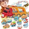 hahaland Jouet de Garage Voiture pour Enfant Garçon 2 3 4 Ans, 10 PCS Camion Jouet avec Sons et Lumières pour Enfant 3 Ans, C