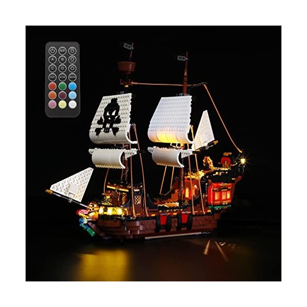 GEAMENT Jeu De Lumières Télécommande Compatible avec Lego Bateau Pirate Pirate Ship - Kit Déclairage LED pour Creator 31