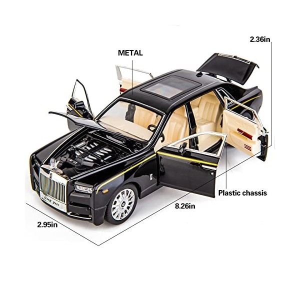 TGRCM-CZ Rolls-Royce Phantom Voiture miniature en alliage de zinc moulé sous pression avec son et lumière pour enfants, garço