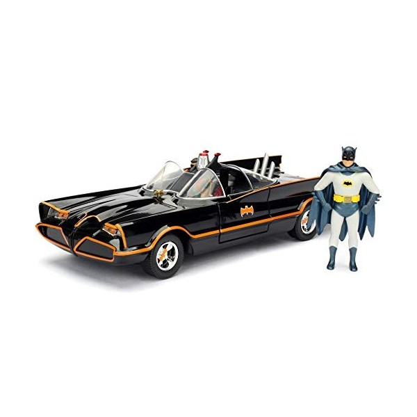 Jada Toys - 98259BK - Batmobile - 1966 Version - Avec Figurines - Echelle 1/24 - Noir/Rouge