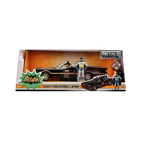 Jada Toys - 98259BK - Batmobile - 1966 Version - Avec Figurines - Echelle 1/24 - Noir/Rouge