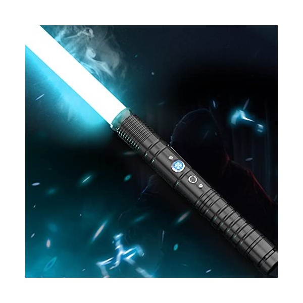 InLoveArts Sabre Laser RGB-LED 7 Couleurs Lightsaber avec Poignée en Métal, 1 Ensembles de Soundfonts de Combat Simulés, Cade