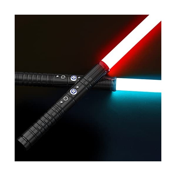 InLoveArts Sabre Laser RGB-LED 7 Couleurs Lightsaber avec Poignée en Métal, 1 Ensembles de Soundfonts de Combat Simulés, Cade