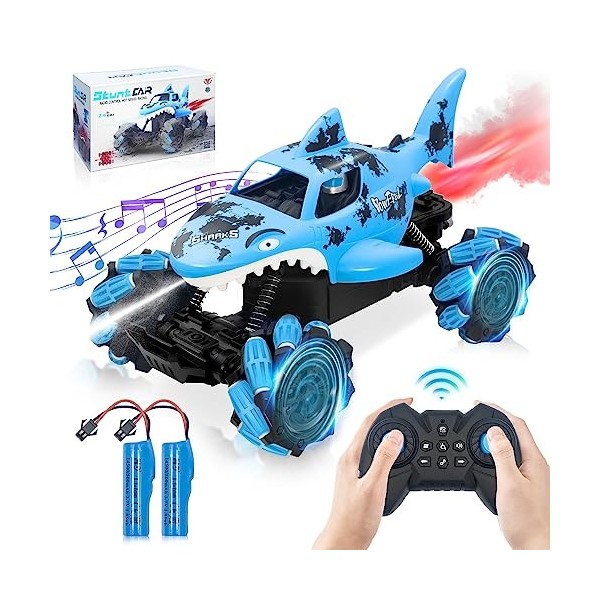 Voiture Telecommandé Tout Terrain Voiture Radiocommandee 2.4GHz 4WD Drift 360° Rotation Stunt Car Offroad RC Véhicule Tir à l