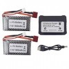 2PCS 7.4V 1800mah Batterie au Li & 7.4V 2 en 1Chargeur déquilibre pour WLTOYS A959-B A969-B A979-B K929-B 144001 Pièces de R